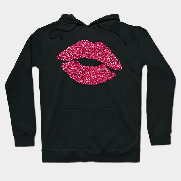 Red Glittery Lips Hoodie by TNMGRAPHICS